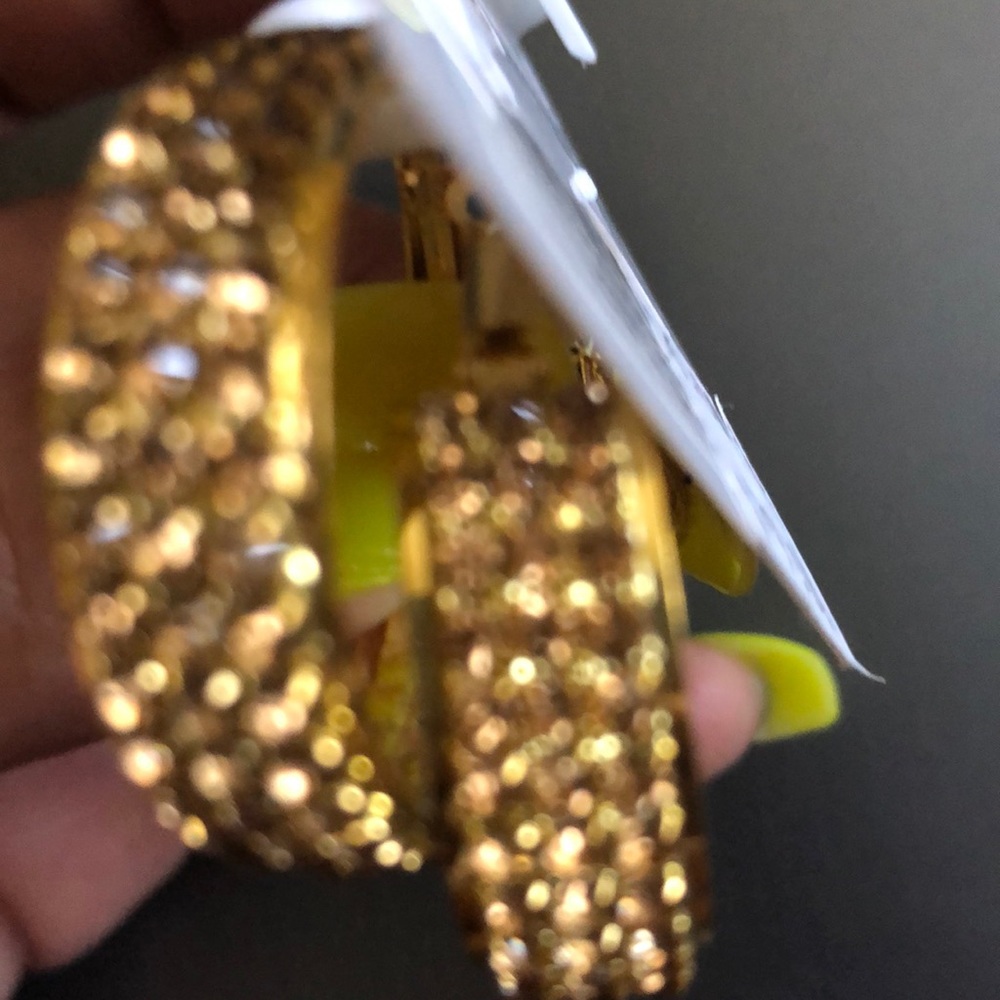 Small Gold Rhinestone Hoops - Picture 4 of 4